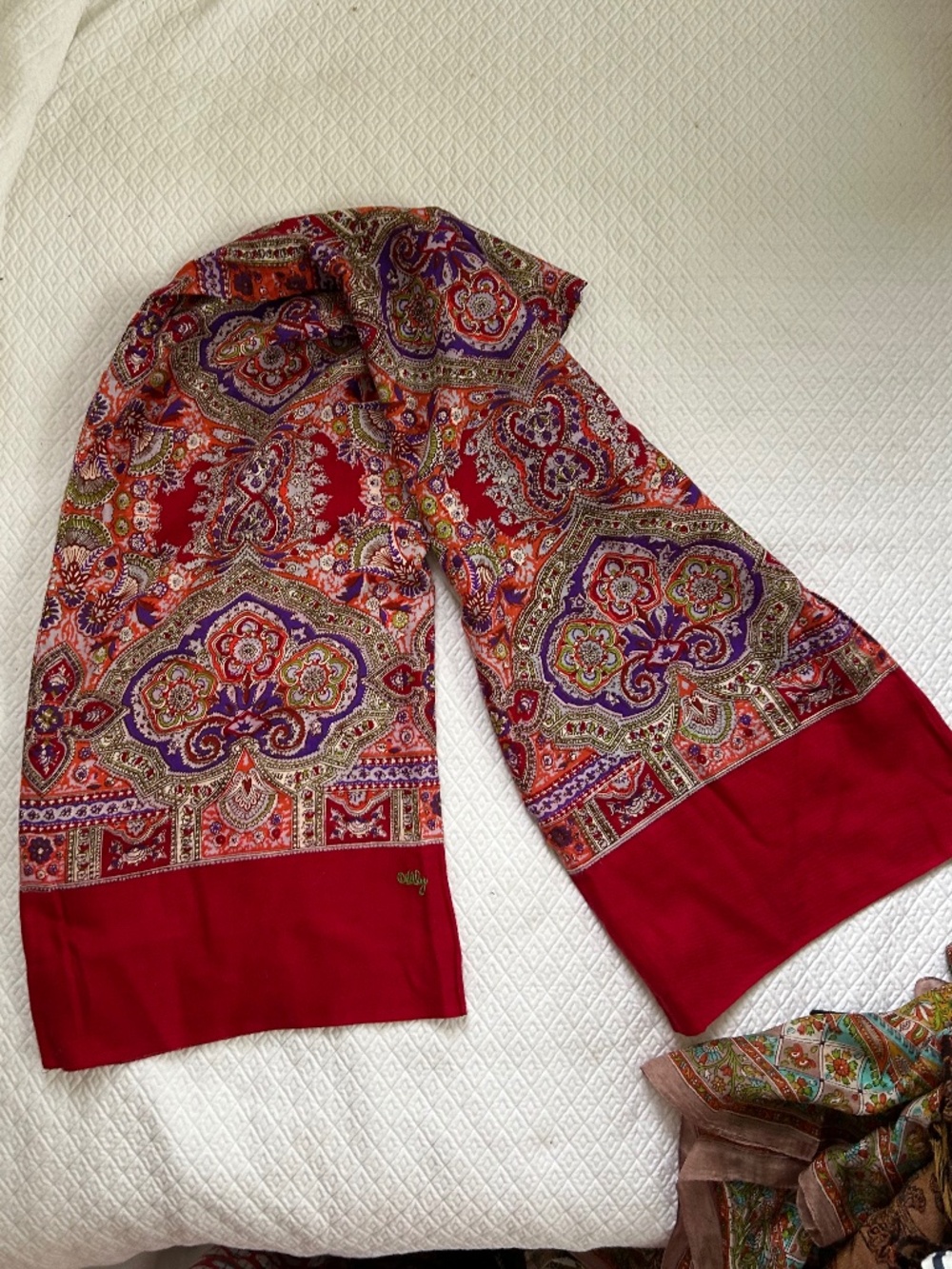 oilily vintage classic red paisley scarf - Picture 5 of 8